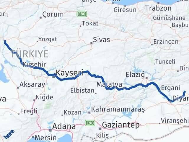 Diyarbakır Hazro Kırıkkale Arası Kaç Km - Yol Haritası