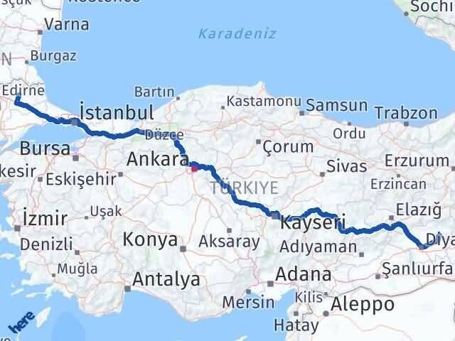 Diyarbakır Hazro Kırklareli Arası Kaç Km - Yol Haritası
