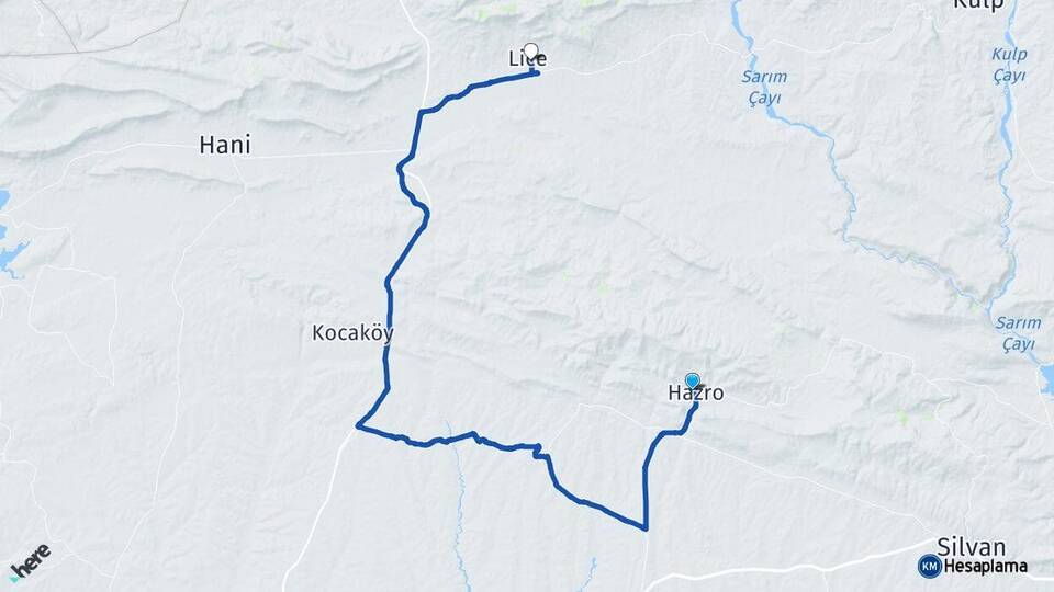 Diyarbakır Hazro Lice Arası Kaç Km - Yol Haritası