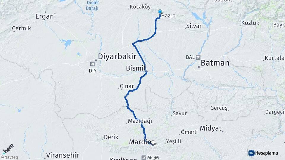 Diyarbakır Hazro Mardin Arası Kaç Km - Yol Haritası