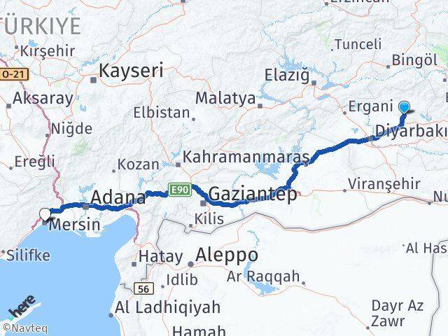 Diyarbakır Hazro Mersin Arası Kaç Km - Yol Haritası