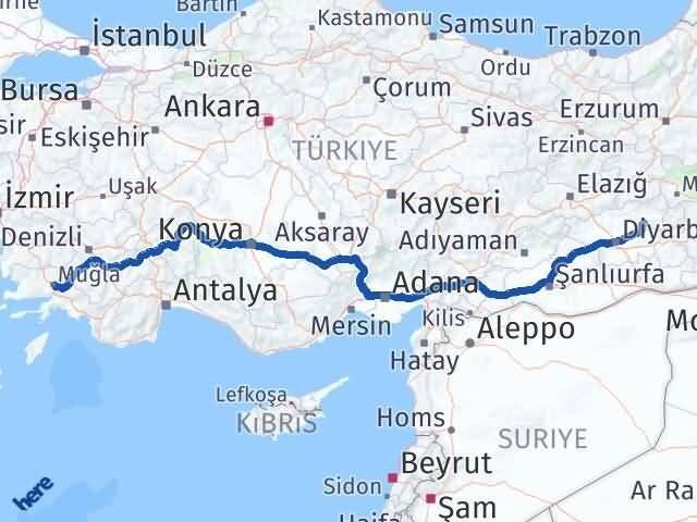 Diyarbakır Hazro Muğla Arası Kaç Km - Yol Haritası