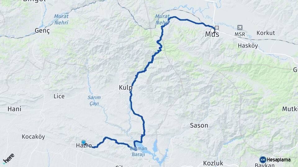 Diyarbakır Hazro Muş Arası Kaç Km - Yol Haritası