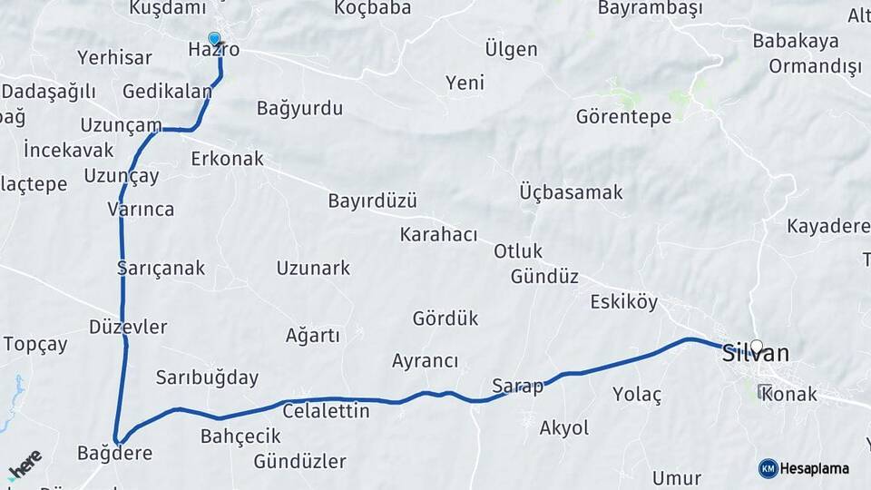 Diyarbakır Hazro Silvan Arası Kaç Km - Yol Haritası