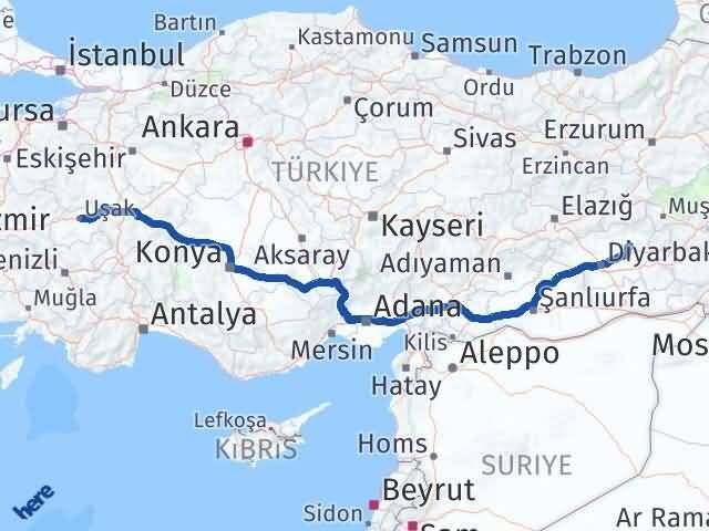 Diyarbakır Hazro Uşak Arası Kaç Km - Yol Haritası