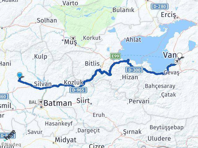 Diyarbakır Hazro Van Arası Kaç Km - Yol Haritası