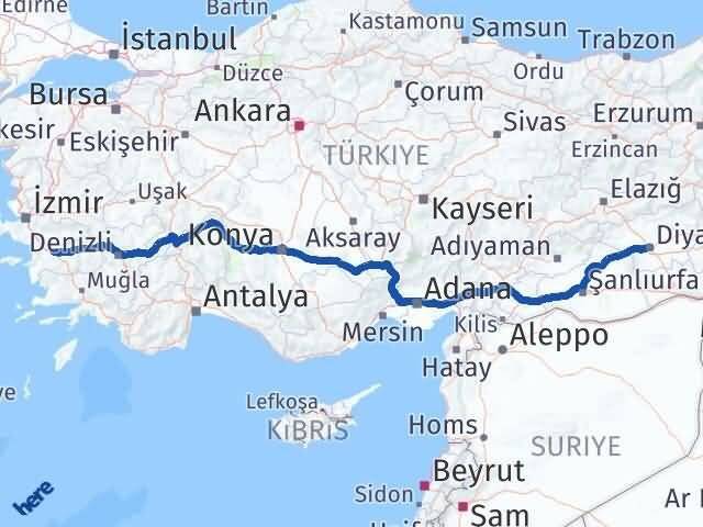 Diyarbakır İncirliova Aydın Arası Kaç Km - Yol Haritası
