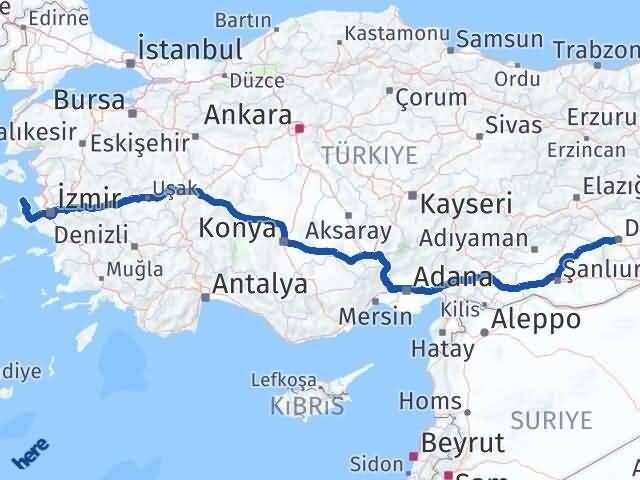 Diyarbakır Karaburun İzmir Arası Kaç Km - Yol Haritası