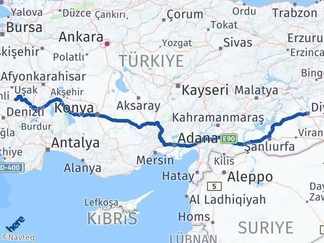 Diyarbakır Karahallı Uşak Arası Kaç Km - Yol Haritası