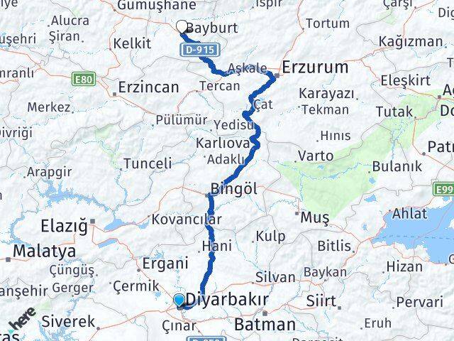 Diyarbakır Kayapınar Bayburt Arası Kaç Km - Yol Haritası