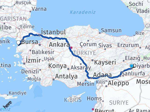 Diyarbakır Kayapınar Çanakkale Arası Kaç Km - Yol Haritası