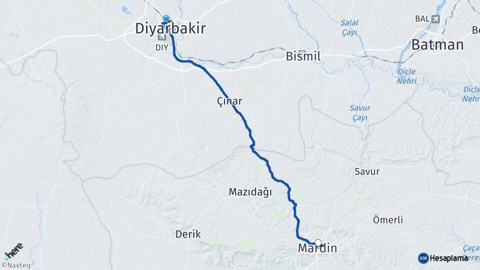 Diyarbakır Kayapınar Mardin Arası Kaç Km - Yol Haritası