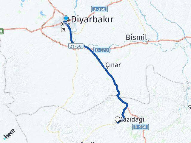 Diyarbakır Kayapınar Mazıdağı Mardin Arası Kaç Km - Yol Haritası