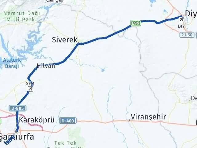 Diyarbakır Kayapınar Şanlıurfa Arası Kaç Km - Yol Haritası