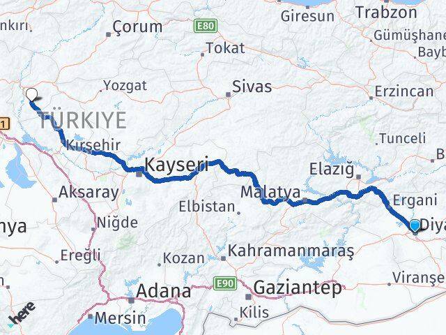 Diyarbakır Keskin Kırıkkale Arası Kaç Km - Yol Haritası