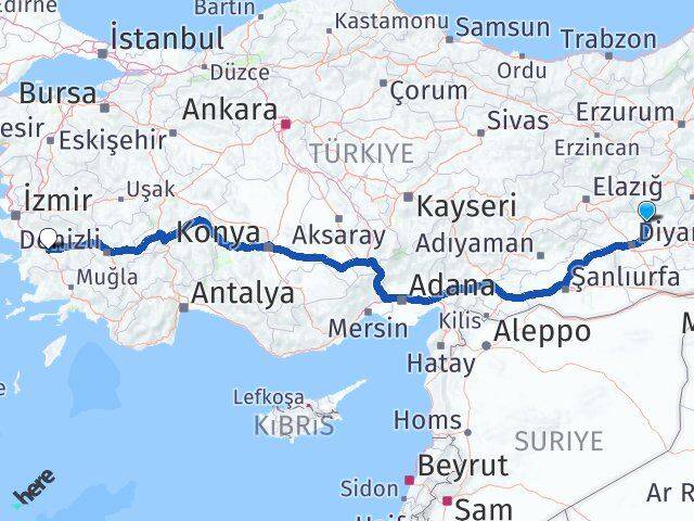 Diyarbakır Kocaköy Aydın Arası Kaç Km - Yol Haritası