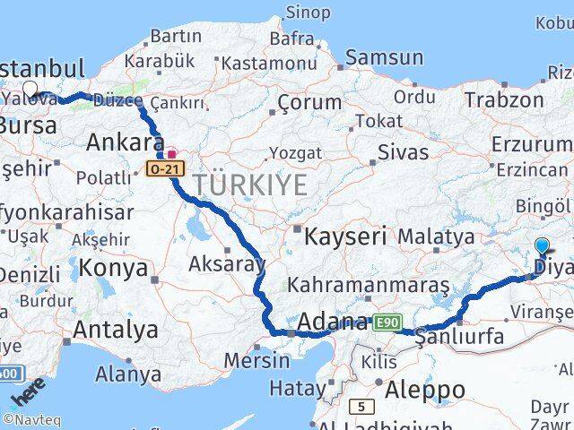 Diyarbakır Kocaköy Kocaeli Arası Kaç Km - Yol Haritası