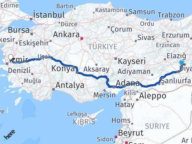 Diyarbakır Kocaköy Manisa Arası Kaç Km - Yol Haritası