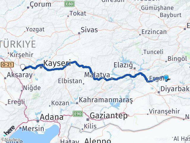 Diyarbakır Kocaköy Nevşehir Arası Kaç Km - Yol Haritası