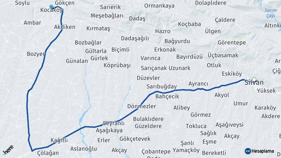 Diyarbakır Kocaköy Silvan Arası Kaç Km - Yol Haritası