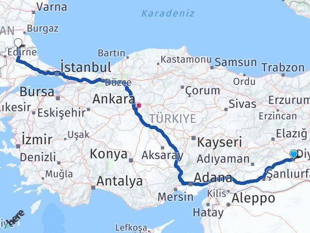 Diyarbakır Kofçaz Kırklareli Arası Kaç Km - Yol Haritası