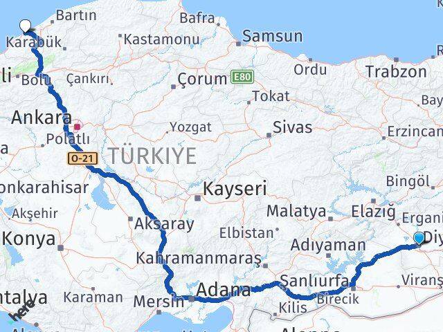 Diyarbakır Kozlu Zonguldak Arası Kaç Km - Yol Haritası