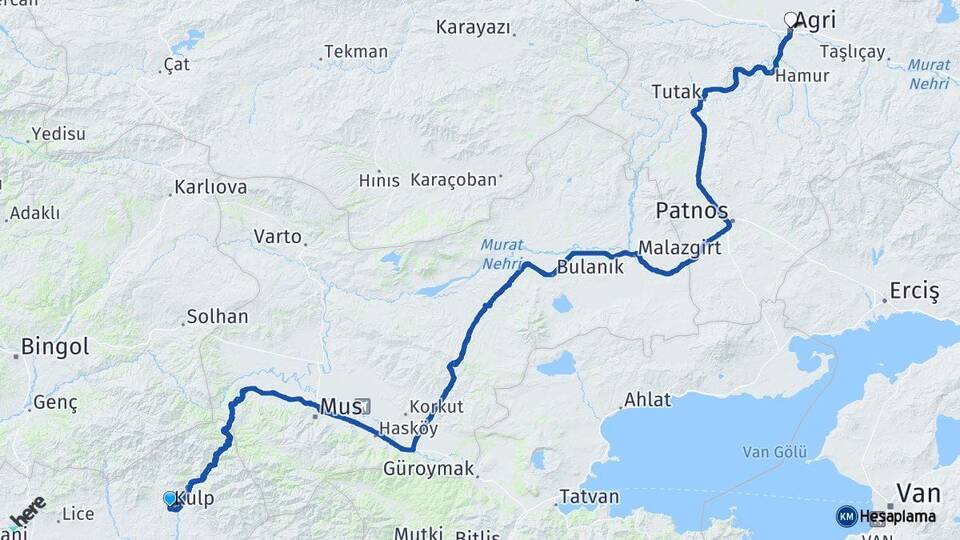 Diyarbakır Kulp Ağrı Arası Kaç Km - Yol Haritası