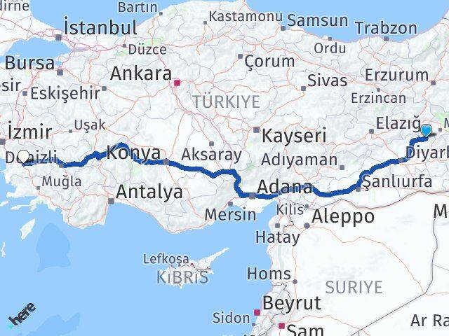 Diyarbakır Kulp Aydın Arası Kaç Km - Yol Haritası