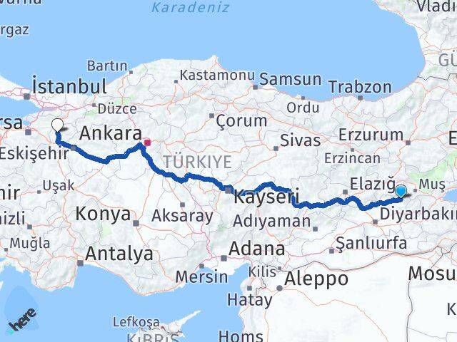 Diyarbakır Kulp Bilecik Arası Kaç Km - Yol Haritası