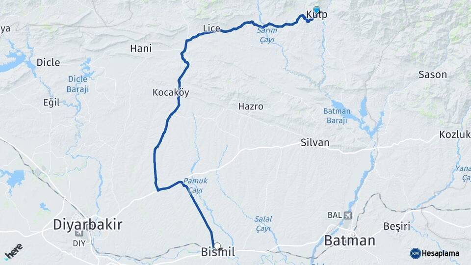 Diyarbakır Kulp Bismil Arası Kaç Km - Yol Haritası