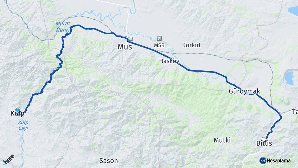 Diyarbakır Kulp Bitlis Arası Kaç Km - Yol Haritası