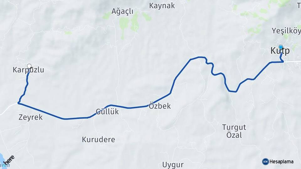 Diyarbakır Kulp Karpuzlu Kulp Arası Kaç Km - Yol Haritası