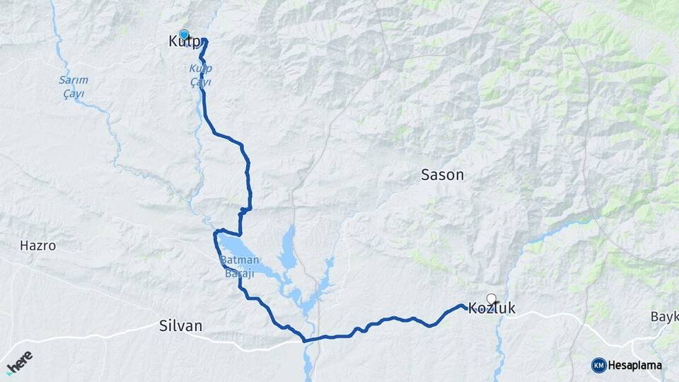 Diyarbakır Kulp Kozluk Batman Arası Kaç Km - Yol Haritası