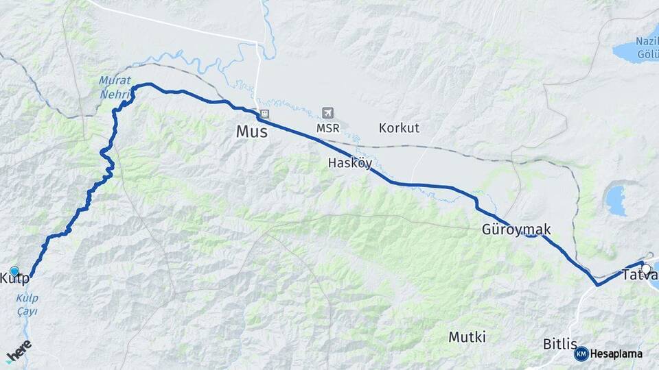 Diyarbakır Kulp Tatvan Bitlis Arası Kaç Km - Yol Haritası