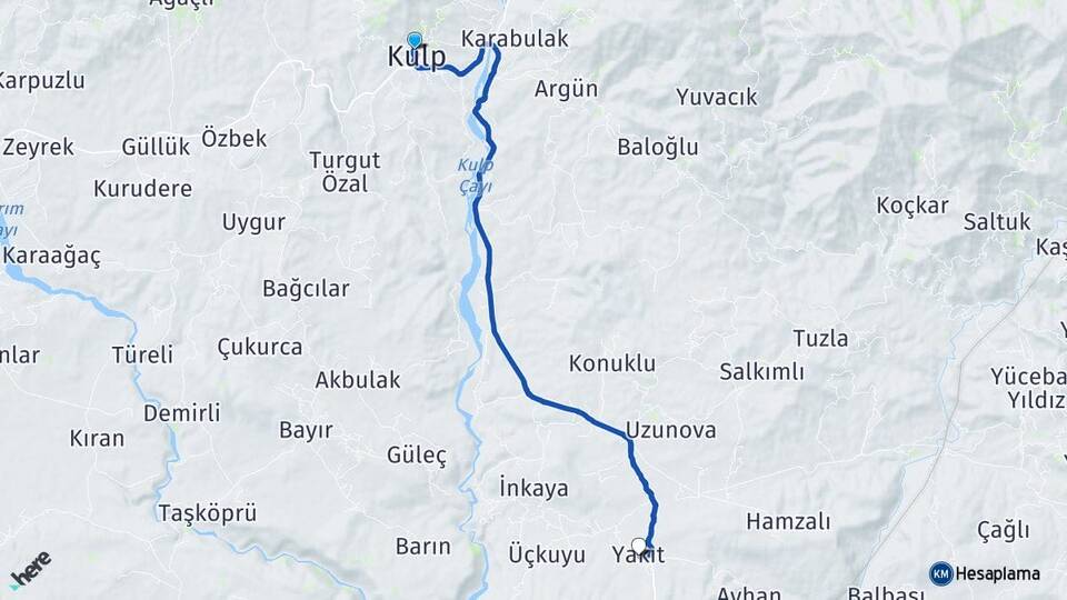 Diyarbakır Kulp Yakıt Kulp Arası Kaç Km - Yol Haritası