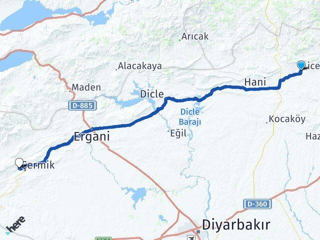 Diyarbakır Lice Çermik Arası Kaç Km - Yol Haritası
