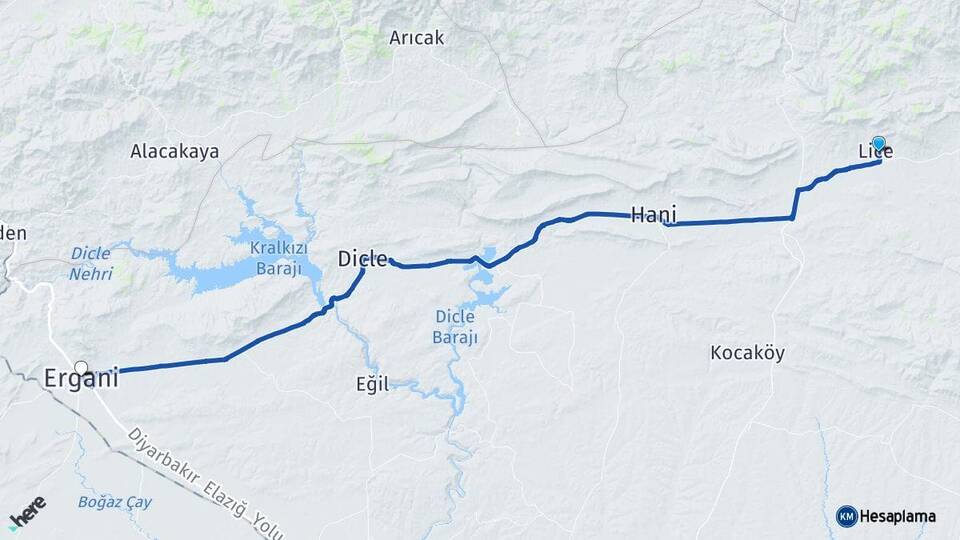 Diyarbakır Lice Ergani Arası Kaç Km - Yol Haritası