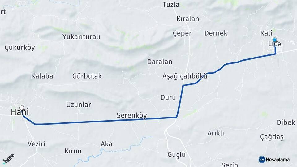 Diyarbakır Lice Hani Arası Kaç Km - Yol Haritası