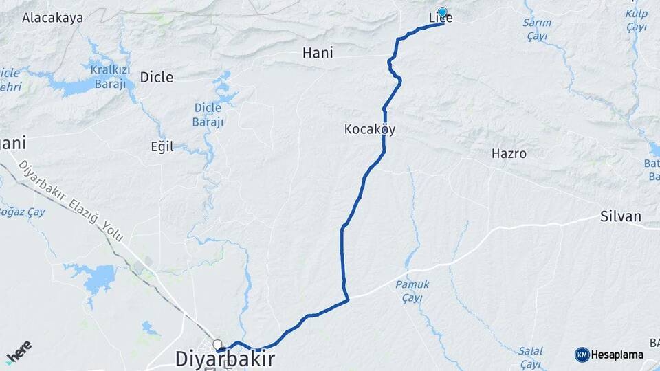 Diyarbakır Lice Kayapınar Arası Kaç Km - Yol Haritası