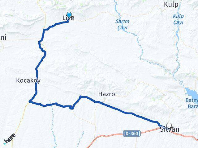 Diyarbakır Lice Silvan Arası Kaç Km - Yol Haritası