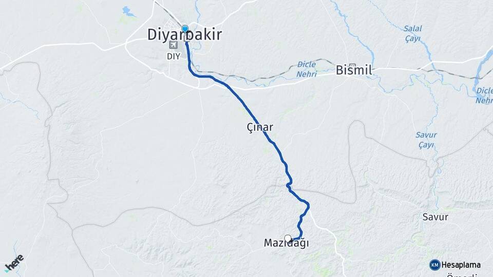 Diyarbakır Mazıdağı Mardin Arası Kaç Km - Yol Haritası