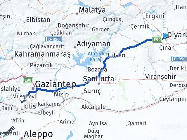 Diyarbakır Polateli Kilis Arası Kaç Saat? Yol Haritası, Yakıt, Rota ve Mesafe Hesaplama Diyarbakır Polateli Kilis Arası Kaç Km? Kaç Saat? Yol Haritası