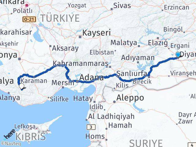 Diyarbakır Sarıveliler Karaman Arası Kaç Km - Yol Haritası