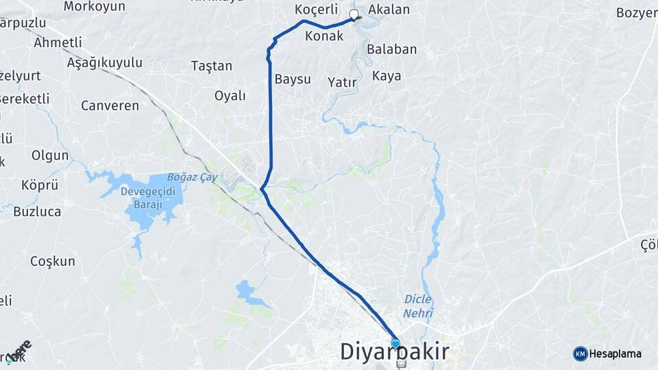 Diyarbakır Selman Eğil Arası Kaç Km - Yol Haritası