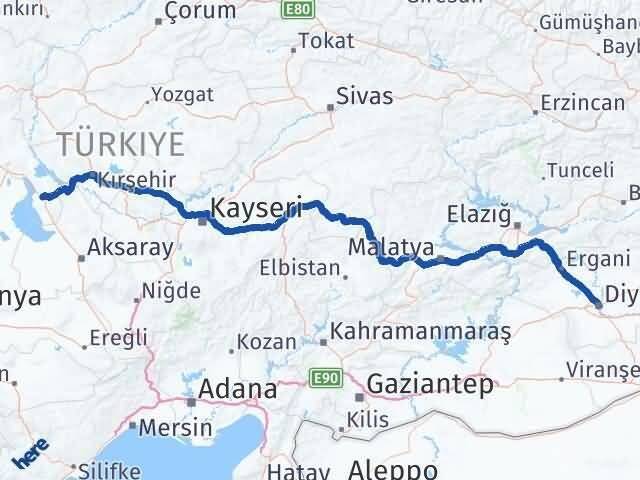 Diyarbakır Şereflikoçhisar Ankara Arası Kaç Km - Yol Haritası
