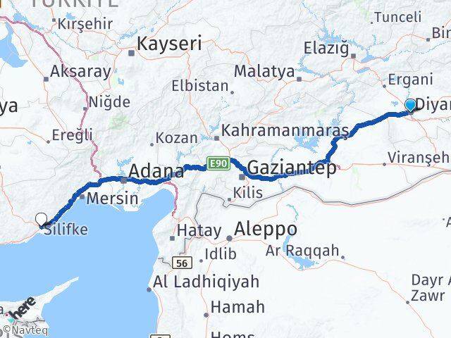 Diyarbakır Silifke Mersin Arası Kaç Km - Yol Haritası