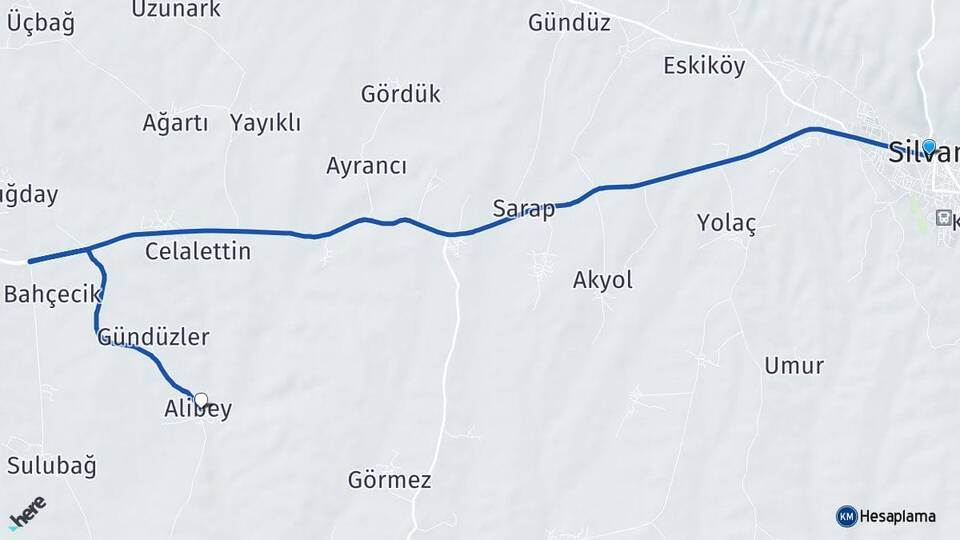 Diyarbakır Silvan Alibey Silvan Arası Kaç Km - Yol Haritası
