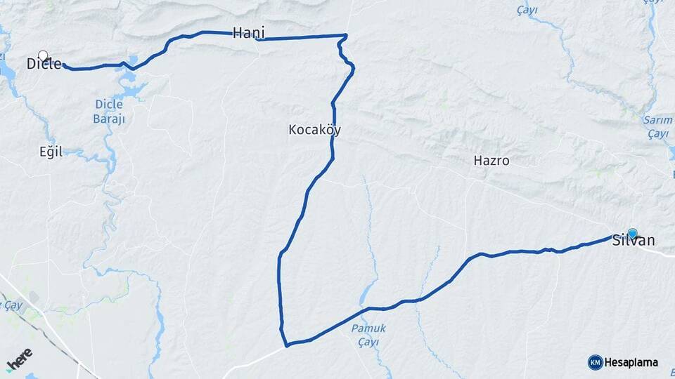 Diyarbakır Silvan Dicle Arası Kaç Km - Yol Haritası