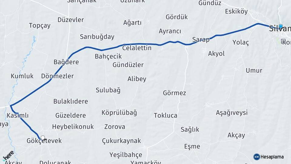 Diyarbakır Silvan Gökçetevek Silvan Arası Kaç Km - Yol Haritası