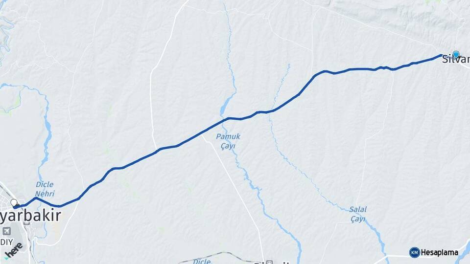 Diyarbakır Silvan Kayapınar Arası Kaç Km - Yol Haritası
